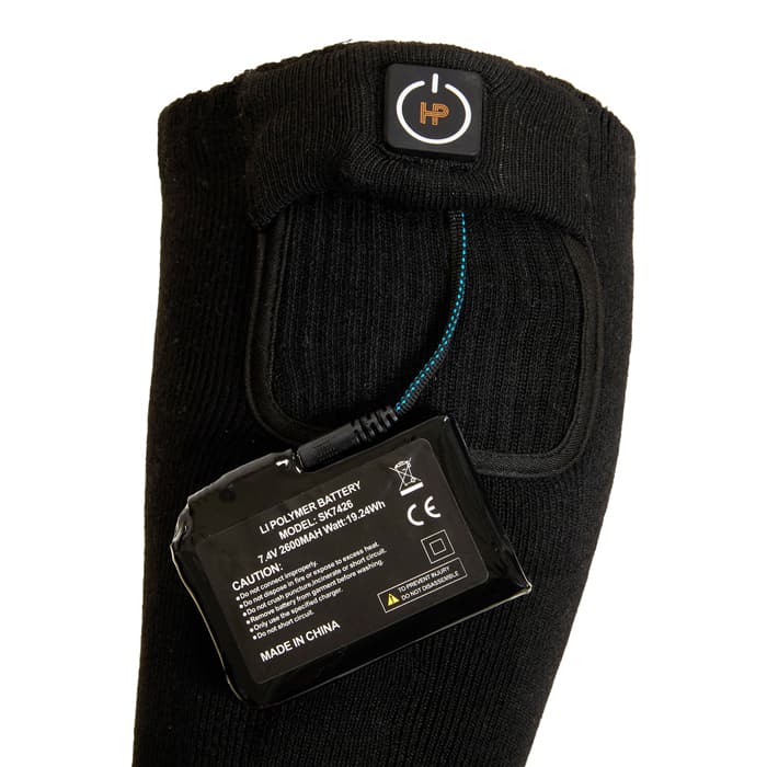 Heated ski socks with batteries - HeatPerformance - close up