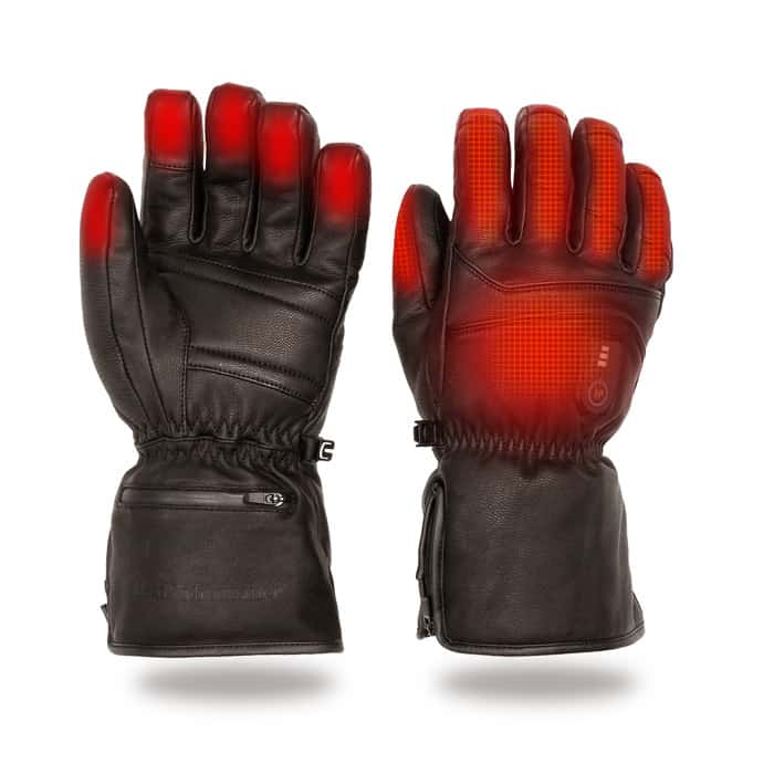 Heated gloves leather