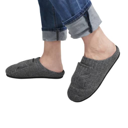 man with heated slippers