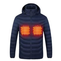 men's heated down jacket in dark blue