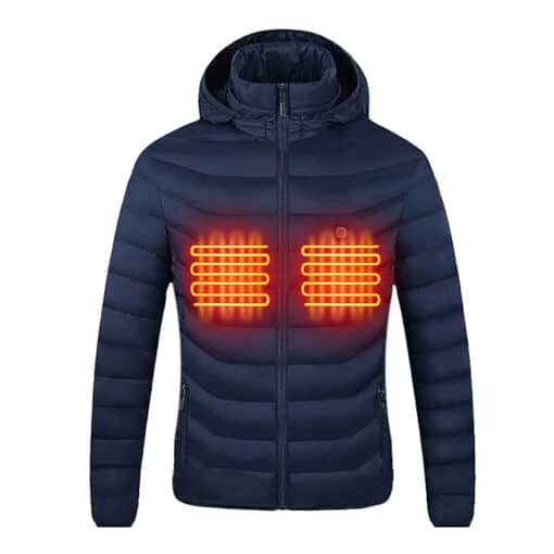dark blue heated ladies jacket with batteries